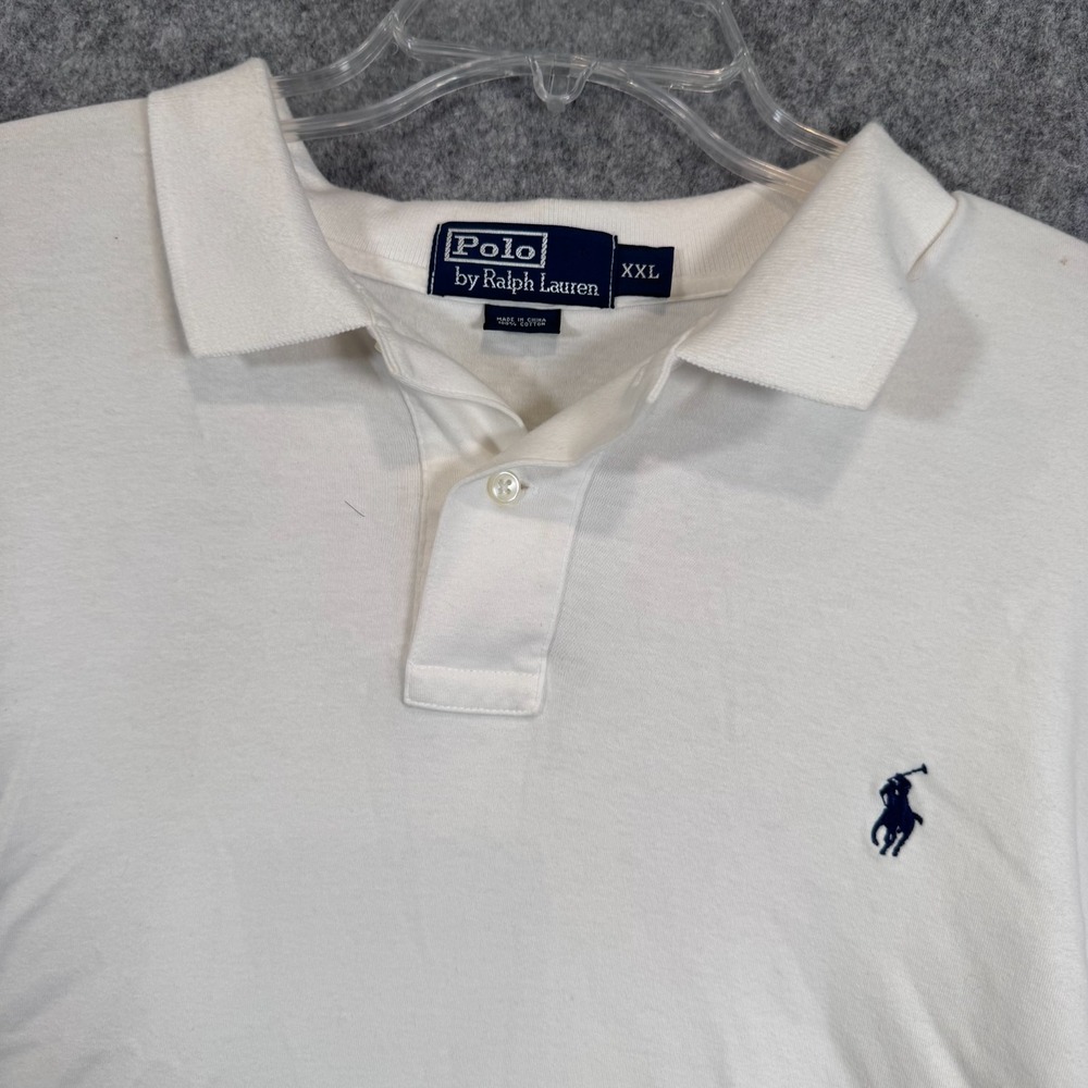 Vtg Polo Ralph Lauren Shirt Mens 2XL White Knit Preppy Academic Minimal